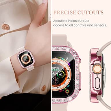 Goton 4-Pack Bling Case for Apple Watch Ultra 3/2/1 Screen Protector 49mm, Women Glitter Diamond Rhinestone Protector for iWatch Cover Accessories 49 mm - Image 6