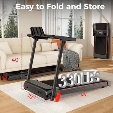 Treadmill with 5% Incline, Walking Pad Treadmill with Handle Bar, Portable Folding Treadmills for Running and Walking, 3.0HP Brushless Motorized, 5 Layers Shock-Absorbing - Image 8