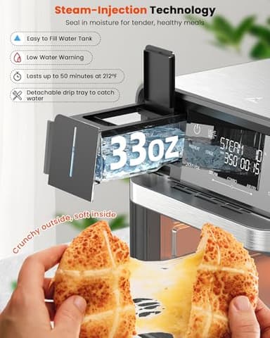 Nuwave Combi Steam Oven, Non-Toxic Stainless Steel Multi-Cooker with Air Fry, Steam, Sous Vide, Toast & More, 50-450°F Precision, 120 Presets, Moisture Control, Programmable, Easy to Clean - Image 7