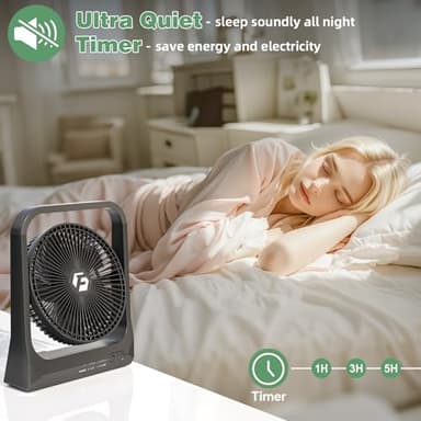 8-inch USB Portable Fan - 20800mAh Rechargeable Battery Operated Fan (80Hrs work time) - Personal Desk Fans - Battery Powered Fans use for Bedroom, Desktop, Table, Office, Camping, and Outdoor - Image 4