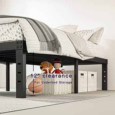 Neslime 14 Inch Twin Bed Frame No Box Spring Needed, Metal Platform Twin Size Bed Frame, Heavy Duty, Easy Assembly and Noise Free, Black - Image 6