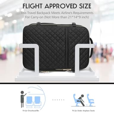 MOMUVO Large Travel Backpack Women, Flight Approved Carry On Backpack, Water Resistant Anti-Theft Casual Daypack School Bag Fit 17 Inch Laptop with USB Charging Port, Black - Image 9