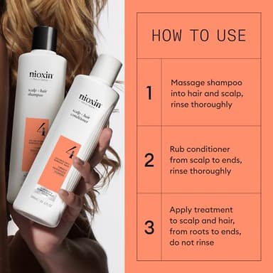 Nioxin Scalp + Hair Thickening System 4 |For Colored or Damaged Hair with Progressed Thinning| With Niacinamide and Biotin | Full Size| 3 Month Supply - Image 7