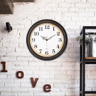 Yoiolclc Large Wall Clock 16 Inch Silent Non-Ticking Vintage Wall Clocks Battery Operated for Living Room Office School (Bronze) - Image 3