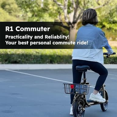 Phantomgogo Commuter R1 - Electric Scooter for Adults - Foldable Scooter with Seat & Carry Basket - 450W Brushless Motor 36V - 15MPH 265lbs Max Load E Mopeds for Adults (Midnight-Black) - Image 7