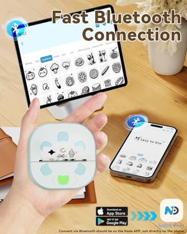 NDYIN Sticker Printer, PrintPods Mini Printer, Bluetooth Portable Sticker Maker with 3 Rolls Paper, Print Pod Inkless Thermal Printers for iphone, Impresora Portátil for Notes, Journal, DIY, Kids Gift - Image 4