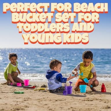 Mini 4.5-Inch Beach Buckets for Kids - (12 Pack) Sand Buckets and Shovels w/Rakes & Mesh Bags - Small Beach Pails - Sturdy Unbreakable Plastic - Beach Party Favors & Giveaways for Toddlers Ages 3-6 - Image 5