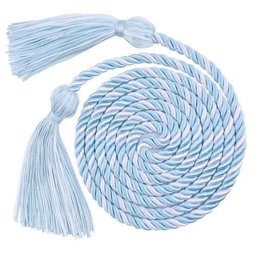 Graduation Cords, Cords for Graduation 2025, Light Blue White 68" Grad Chords Honor Cord Tassel Ropes for Grad Accessories Party Decorations Ceremonies College Students Master Doctoral Bachelor Gown - Image 1