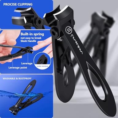 Toenail Clippers for Thick Nails for Seniors| INXEN 3-Pack Ergonomic Heavy Duty Angled Head Nail Clippers with Catcher | Premium Steel Wide Opening Fingernail Clippers Nail Cutter for Men & Women - Image 5