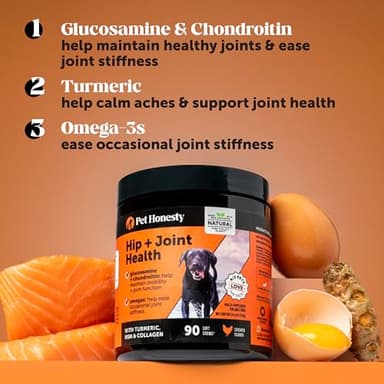 Pet Honesty Hip & Joint Health - Soft Chews for Dogs, Joint Supplement with Glucosamine Chondroitin, MSM, Turmeric, Joint Support + Mobility, May Reduce Occasional Discomfort (Bacon 90 Count) - Image 3