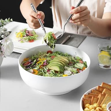 MALACASA Serving Bowls, 114 OZ(10") Extra Large Salad Bowls Set of 2, Porcelain White Serving Bowls for Salad, Soup, Pasta and Dinner, Large Ceramic Bowl Set for Entertaining, Series REGULAR - Image 5