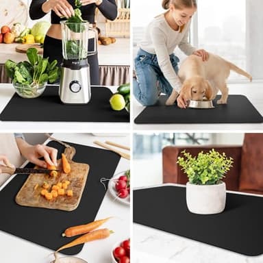 WISELIFE Dish Drying Mat Super Absorbent Drying Mat Large Dish Drying Mats for Kitchen Counter Easy Clean Dish Mat Kitchen Drying Mat18"x 28" Classic Black - Image 6