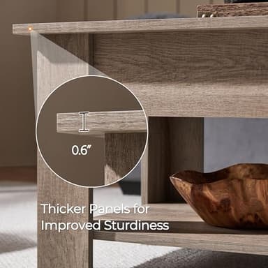 Yaheetech Lift Top Coffee Table with Hidden Compartment and Storage Shelf, Rising Tabletop Dining Table for Living Room Reception Room, 38.6in L, Grey - Image 10