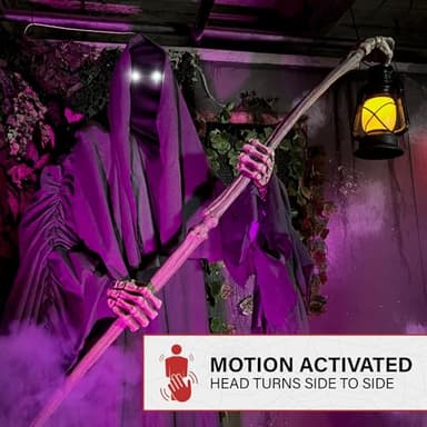 Haunted Hill Farm Motion-Activated 6-Ft. Tall Ghostly Guide, Plug-in Talking Scare Prop Animatronic with Spooky Sound Effects and Lights for Indoor or Covered Outdoor Creepy Halloween Decoration - Image 6