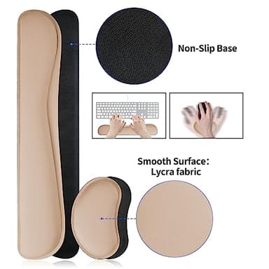 Bloss Leather Desk Pad and Keyboard Wrist Rest, Large Mouse Pad + Keyboard Pad+Mouse Wrist Support, Non-Slip Desk Mat Protector for Office, Home(31.5×15.7 Inches,Beige) - Image 5