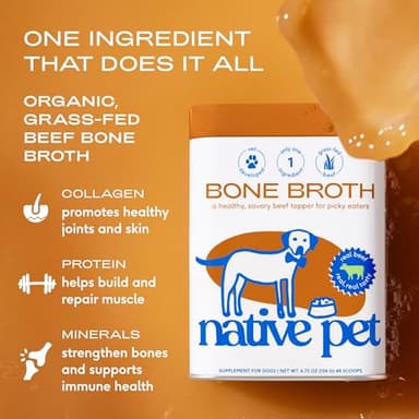 Native Pet Bone Broth for Dogs and Cats - Made with Real Beef Bone Broth, Dog Food Toppers for Picky Eaters - Provides Extra Hydration & Nutrition for Joint Strength, Immunity & Heart Health-96 Scoops - Image 3