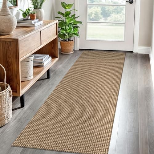 EARTHALL Woven Runner Rug 2x6 Ft Washable Runners for Hallways Cotton Non Slip Rubber Backed Kitchen Runner Braided Indoor Floor Carpet for Entryway, Hallway, Kitchen, Bedroom, Orange/Tan/Brown - Image 1