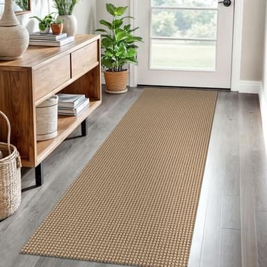 EARTHALL Woven Runner Rug 2x6 Ft Washable Runners for Hallways Cotton Non Slip Rubber Backed Kitchen Runner Braided Indoor Floor Carpet for Entryway, Hallway, Kitchen, Bedroom, Orange/Tan/Brown - Image 1