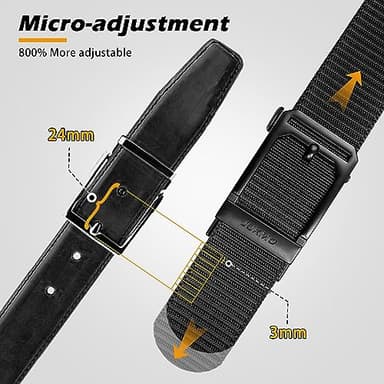 JUKMO Men's Ratchet Tactical Belt, 1.5" Nylon Web Work Belt with Automatic Slide Buckle, Adjustable Trim to Fit (Black, Medium) - Image 3
