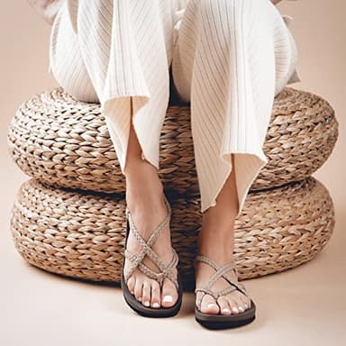 Plaka Lagoon Arch Support Sandals for Women - Comfort Collection, Strappy Braided & Water-Resistant Design - Ideal for Walking, Beach & Summer Use - Patented Sole - Brazilian Sand, Size 7 - Image 3