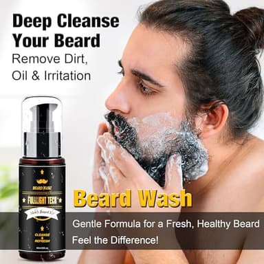 Beard Kit for Men Grooming & Care W/3 Pack Beard Oil, Wash, Balm, Comb, Brush, Scissors,Anniversary Valentines Birthday Fathers Gifts Idea for Husband Him Boyfriend Dad Men Christmas Stocking Stuffers - Image 3