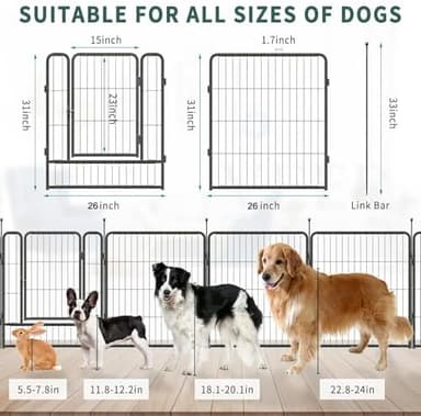Musen Dog Playpen Indoor Outdoor, 16 Panels Dog Pen 32" Height Dog Fence Exercise with Doors for Large/Medium/Small Dogs, Portable Pet Playpen for Yard RV Camping, Hammer Paint Finish (Patent Pending - Image 5