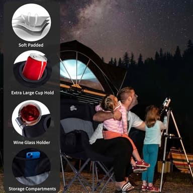 Bolosy Oversized XL Camping Chairs for Adults Heavy Duty Support 500 lbs Outdoor Folding Chairs Padded Portable Lawn Chairs Camp Chairs with Cup Holder - Image 5