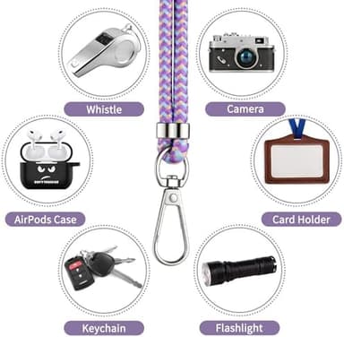 CACOE Phone Lanyard 2 Pcs-1 Pcs Adjustable Neck Strap, 1 Pcs Wrist Strap, 2 Pads, Universal Crossbody Multifuctional Cell Phone Lanyards Compatible with Most Smartphones(Purple Blue - Image 6