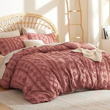 Bedsure Boho Duvet Cover King Size, Soft & Comfortable Elegant Design Boho Bedding for Decoration, Machine Washable Comforter Cover for All Seasons,Includes 1 Duvet Cover & 2 Pillow Shams,Pink - Image 4