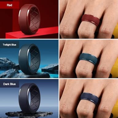 Egnaro Men's Silicone Rings 10mm Wide 2.5mm Thick Rubber Wedding Bands, Multipack 1/4/7 Breathable Comfort Fit For Workout - Image 4