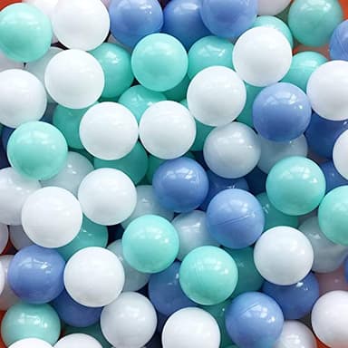 MoonxHome Ball Pit Balls for Toddlers, BPA Free Crush Proof Plastic Toy Balls for Ball Pit, Children's Pool Water Toys, Ideal Gift for Christmas Balls for Play Tent 2.15" Pack of 100 White&Green&Blue - Image 1