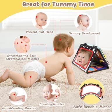 URMYWO Tummy Time Toy - Black and White High Contrast Baby Toys for Newborn - Baby Visual Stimulation Mirror - Montessori Sensory Crinkle Toy for Infant 0-3-6-12 Months - Shower Gift for Boy Girl - Image 6