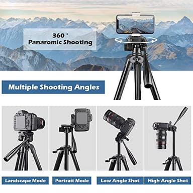 UBeesize 67” Camera Tripod with Travel Bag, Cell Phone Tripod with Bluetooth Remote and Phone Holder, Compatible with All Cameras, Cell Phones, Projector, Webcam, Spotting Scopes - Image 3