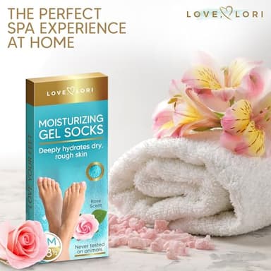 Moisturizing Socks - Gel Silicone Aloe Spa Socks (Up to Size 8.5) Infused with Vitamin E & JoJoba Oil - Self Care Spa Gifts for Women Foot Care - Image 4