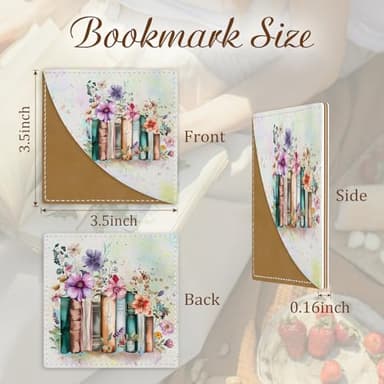 Icycay Floral Book Corner - Cute Leather Bookmarks, 3 Pcs Reading Page Markers - Gifts for Women, Men, Students and Teachers - Image 5