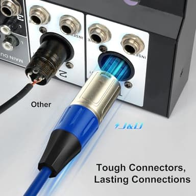 J&D XLR Microphone Cable, Gold Plated Heavy Duty Balanced 3 Pin XLR Male to Female Colored Mic Cables Speaker Cord for Mixer, Amplifiers, Recording, 5 Pack, 6 ft - Image 3