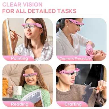 GUOUBUO Magnifying Glass with Light, 1.5X-5.0X Magnifying Glasses, Rechargeable Magnifier Headset with Light, Head Magnifier with 4 Detachable Lenses, Magnify Glasses for Close Work Crafts Jewelry - Image 7
