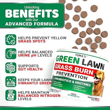 YUMA'S Dog Urine Neutralizer for Lawn - 170 Chews - Advanced Grass Green Savers for Dog Urine - Canine Pee Grass Neutralizer Supplement - Green Lawn Treats with Probiotics and Digestive Enzymes - Image 3