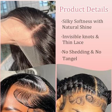 annione 30 Inch 13x6 Lace Front Wigs Human Hair 200% Density Real Human Hair Wig Body Wave HD Lace Frontal Wigs Pre Plucked Transparent Lace Natural Black for Women - Image 3