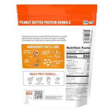 PBfit Peanut Butter Protein Granola, 15g Plant-Based Protein 22% DV, Made with Whole Grain Oats and Chia Seeds, Gluten Free, for Protein Snacks Cereals Breakfast Yogurt, 32 Oz Bag - Image 3