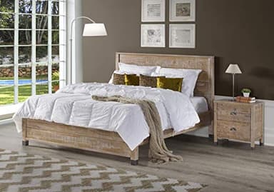 Camaflexi Baja Night Stand / 2 Drawer / Solid Wood / Rustic Bedside Table for Bedroom, Living Room, Sofa Couch, Hall / Metal Drawer Pulls, Barnwood Finish, Brown - Image 2