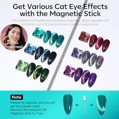 modelones Cat Eye Gel Nail Polish, 6 Colors Glitter Red Green Purple Blue Gel Polish Set with Magnet Sparkle Galaxy Series Nail Gel Polish Kit Soak Off Led Nail Art Manicure Salon DIY Gifts - Image 2