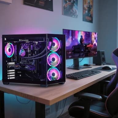 MLOONG Gaming PC Desktop, AMD Ryzen 5 5500, GeForce RTX 4060 8GB, 16GB DDR4 RAM 3200MHz, 1TB NVME SSD, 600W PSU, Windows 11 Home 64-bit, WiFi, Black - Image 7