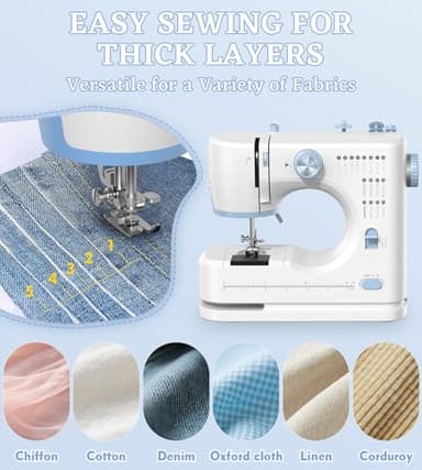 SEDNEE Sewing Machine for Beginners with 16 Built-in Stitches, Small Sewing Machine with Accessory Kit, 2-Speed, Foot Pedal & Storage Drawer, Portable Full-Feature Design for Home DIY (Blue) - Image 3