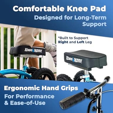 KneeRover Quad All Terrain Knee Scooter for Adults for Foot Surgery Heavy Duty Knee Walker for Broken Ankle Foot Injuries Recovery - Leg Scooter Best Knee Crutch Alternative (Metallic Blue) - Image 7