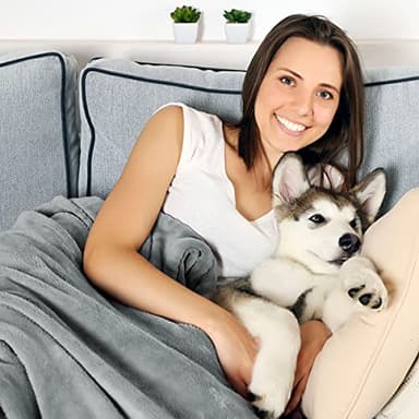 Waterproof Pet Blanket - 50x60-Inch Reversible Sherpa Fleece Throw Protects Couches, Cars, and Beds from Spills, Stains, and Fur by PETMAKER (Gray) - Image 6