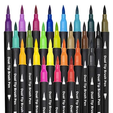Piochoo Dual Brush Marker Pens,24 Colored Markers,Fine Point and Brush Tip for Kids Adult Coloring Books Bullet Journals Planners,Note Taking Coloring Writing - Image 4