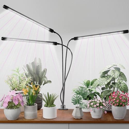 Super Bright Plant Grow Light Clip-on, 6000K Full Spectrum Gooseneck Growing Lamp with White Red Blue LEDs for Indoor Plants, Dimmable, Auto On/Off Timer 4/8/12Hrs, Independent Control Light Bars - Image 1