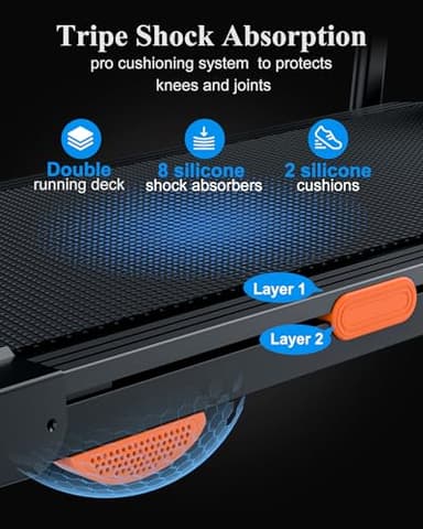 3.5HP Incline Walking Pad Treadmill with Folding Slope Foot & Handrail, Full Screen Display Treadmill for Home, Small Spaces, Double Deck Small Treadmills 300 lb Capacity - Image 5