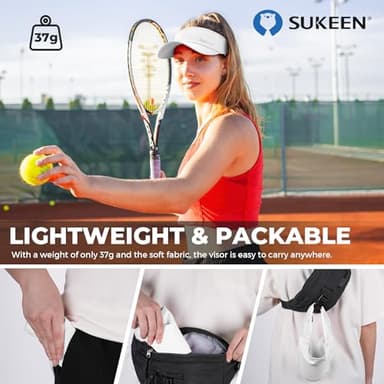 Sukeen Sports Sun Visor Men Women Lightweight Packable Cooling Stretchy Visor Hat for Running, Tennis, Golf White - Image 3